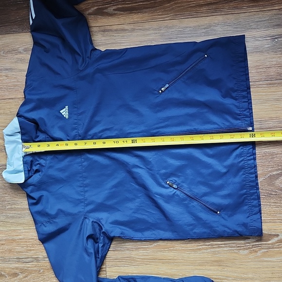 Adidas Navy & Light Blue Stripes Full Zip Windbreaker Jacket medium - Picture 10 of 10